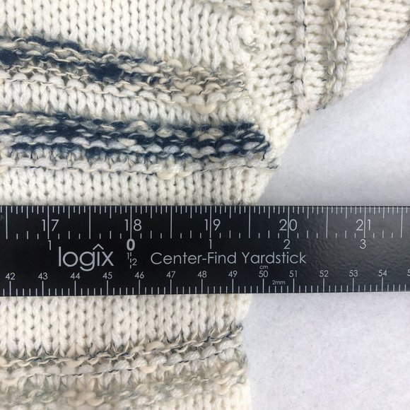 Calvin Klein Women's Size Small White Blue Striped Knit Crewneck Sweater - Picture 4 of 9